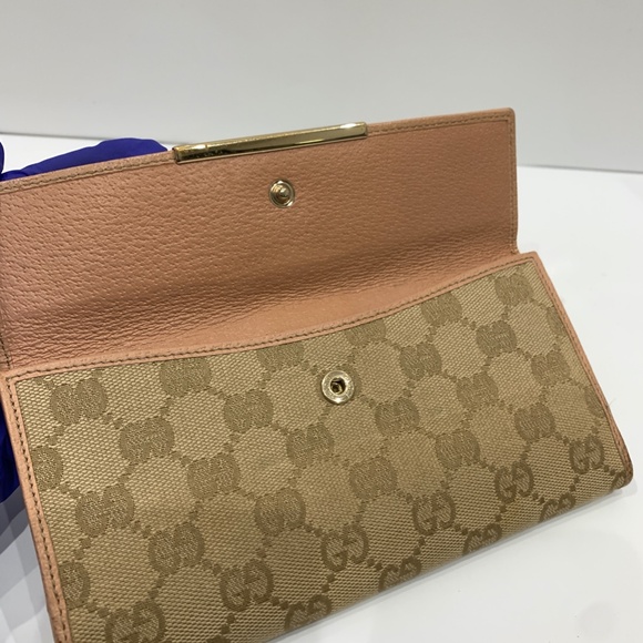 Gucci Brown Pink GG Canvas Long Wallet Sku#85601 (Gently used) - Picture 13 of 16